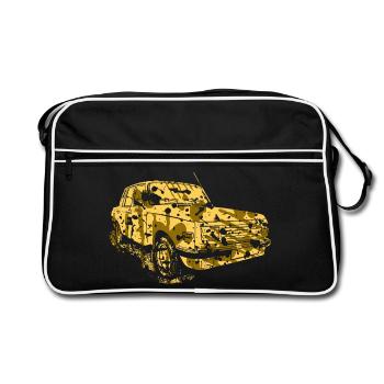 DDR Auto / Oldtimer Tarnfarbe - Retro Tasche - Schwarz/Weiß - Vorne