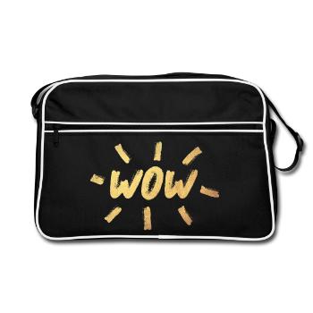 WOW pinceau or OMG écriture manuscrite style bande dessinée cool - Sac Retro - noir/blanc - Devant
