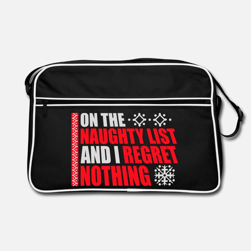 On the naughty list and regret nothing XMas Spruch Retro Tasche