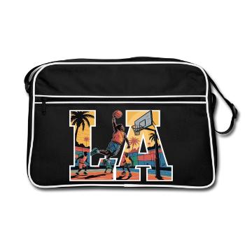 Streetball LA – Design de basket-ball urbain Sunset - Sac Retro - noir/blanc - Devant