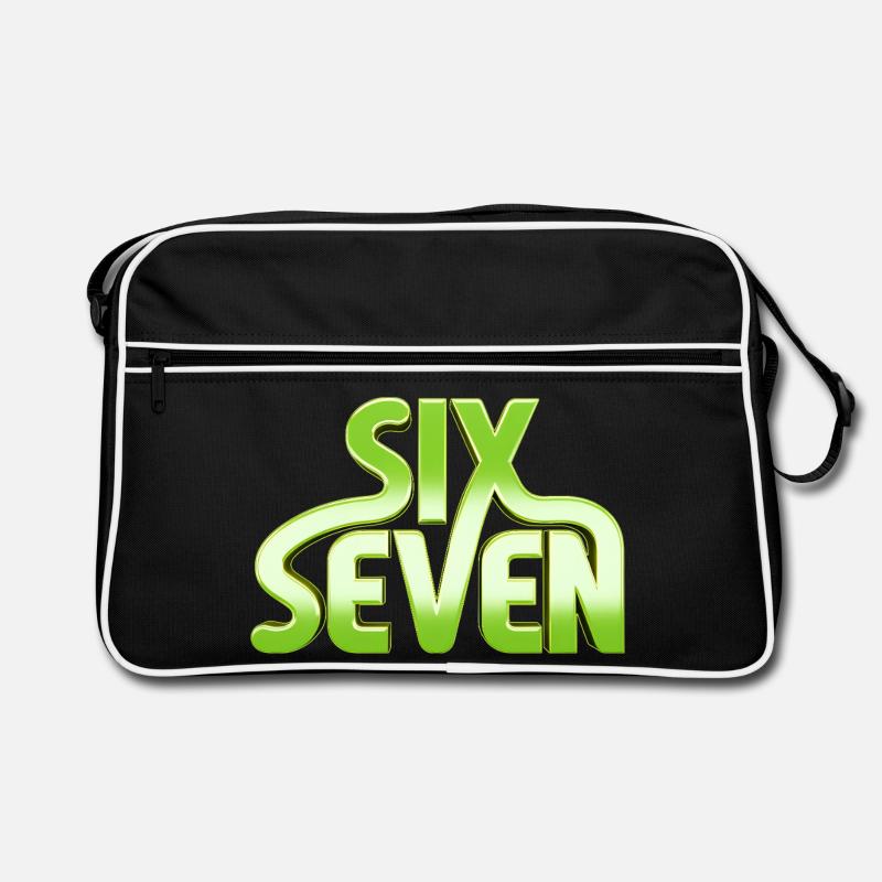 Six Seven 6 7 - 67 - Typographie verte Conception de mèmes Sac Retro