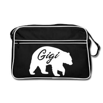 Gigi Bear süßes Oma-Geschenkhemd - Retro Tasche - Schwarz/Weiß - Vorne