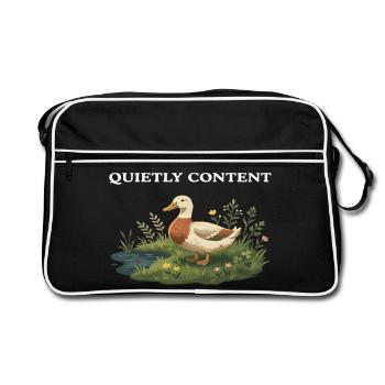 Quiet Duck by Garden Pond Cottagecore Farm - Retro Bag - black/white - Front