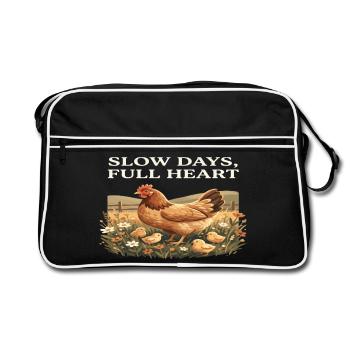 Slow Days, Full Heart Chickens Cottagecore Farm - Retro Bag - black/white - Front