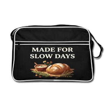 Slow Days Bread Herb Comfort Cottagecore Farm - Retro Bag - black/white - Front