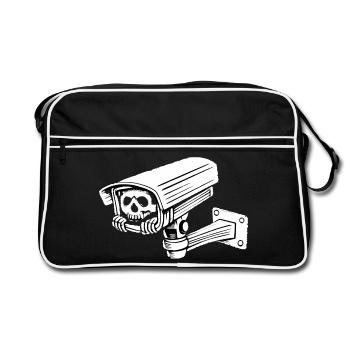 Humour Macabre Sécurité Caméra Crâne Gothique - Sac Retro - noir/blanc - Devant