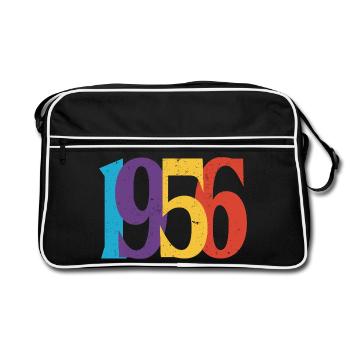 1956 Geburtstag Geboren 1956 Vintage-Retro-Geschenk - Retro Tasche - Schwarz/Weiß - Vorne