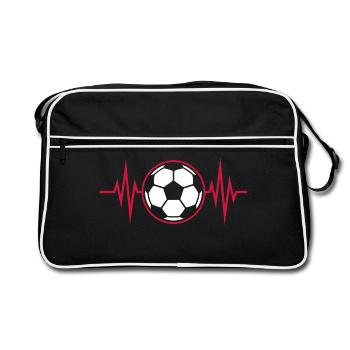 Fußball Herzschlag Herzschlag Herzschlag - Retro Tasche - Schwarz/Weiß - Vorne