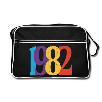 Geboren 1982 Geburtstagsgeschenk Geburtstag 82 - Retro Tasche - Schwarz/Weiß - Vorne