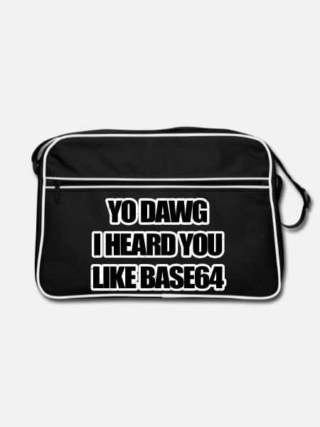 Base64 ist keine Verschlüsselung, verdammt nochmal - Retro Tasche - Schwarz/Weiß