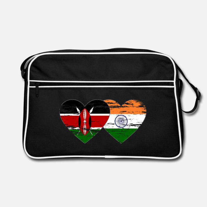 Kenya Inde Drapeau Coeur Utilisé Sac Retro
