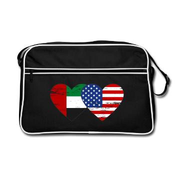 United Arab Emirates USA Flag Heart - Retro Bag - black/white - Front