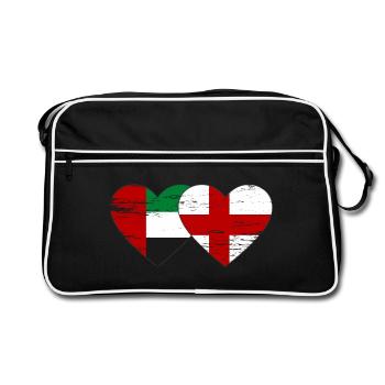 United Arab Emirates England Flag Heart - Retro Bag - black/white - Front