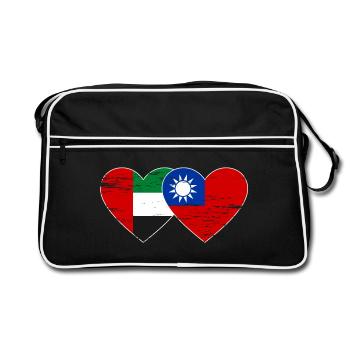 United Arab Emirates Taiwan Flag Heart - Retro Bag - black/white - Front