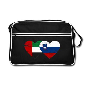 United Arab Emirates Slovenia Flag Heart - Retro Bag - black/white - Front