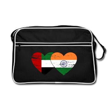 United Arab Emirates India Flag Heart - Retro Bag - black/white - Front