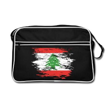 Drapeau du Liban utilisé - Sac Retro - noir/blanc - Devant