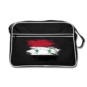 Syrien Flagge used - Retro Tasche - Schwarz/Weiß - Vorne