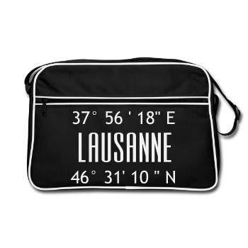 Coordonnées Lausanne typographique - Sac Retro - noir/blanc - Devant