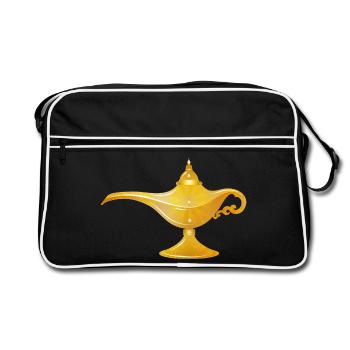 lampe magique orientale dorée ou lampe à huile - Sac Retro - noir/blanc - Devant