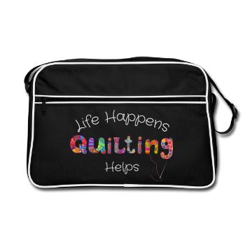 Life Happens Quilting Helps - Artisanat T-Shirt - Sac Retro - noir/blanc - Devant