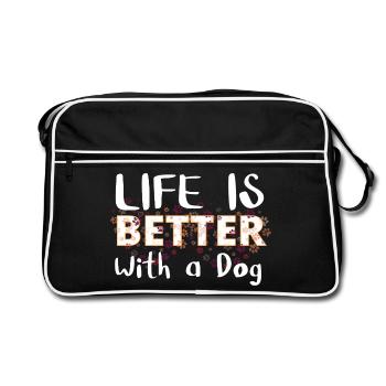 Life is better with a dog - Retro Bag - black/white - Front