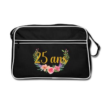 fleurs anniversaire 25ans - Sac Retro - noir/blanc - Devant
