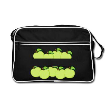 Bannière de pommes avec pomme verte - Sac Retro - noir/blanc - Devant