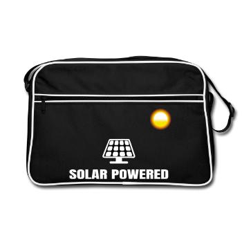 Solar Powered Sonne Solar Solarpanel Strom - Retro Tasche - Schwarz/Weiß - Vorne