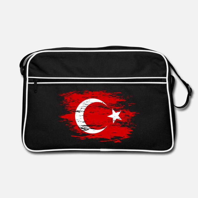 Drapeau de la Turquie utilisé - Sac Retro - noir/blanc