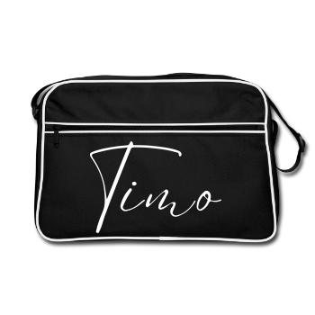 Timo Name T-Shirt Gift for Men - Retro Bag - black/white - Front