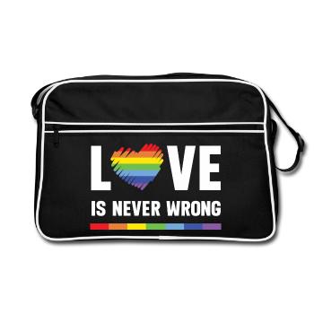 LGBT Pride Month - Love is Never Wrong - Retro Bag - black/white - Front