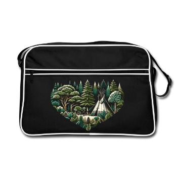 Vivre près de la nature avec une tente tipi en forêt - Sac Retro - noir/blanc - Devant