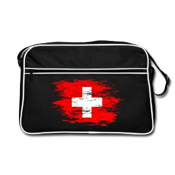 Drapeau suisse utilisé - Sac Retro - noir/blanc - Devant