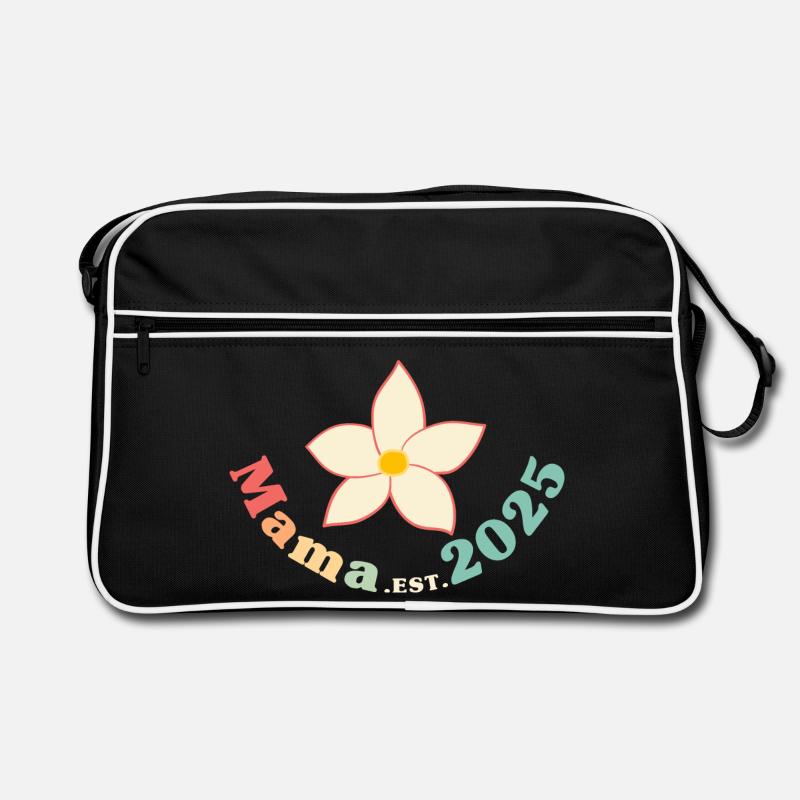 Mama Est 2025 Retro Ich werde Mutter - Retro Tasche - Schwarz/Weiß