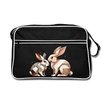 Deux lapins en représentation géométrique - Sac Retro - noir/blanc - Devant
