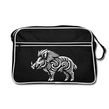 Tribal Boar - Retro Bag - black/white - Front