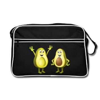 Image of two cheerful avocados - Retro Bag - black/white - Front