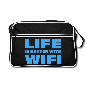 LA VIE EST MEILLEURE AVEC LE WIFI - Sac Retro - noir/blanc - Devant