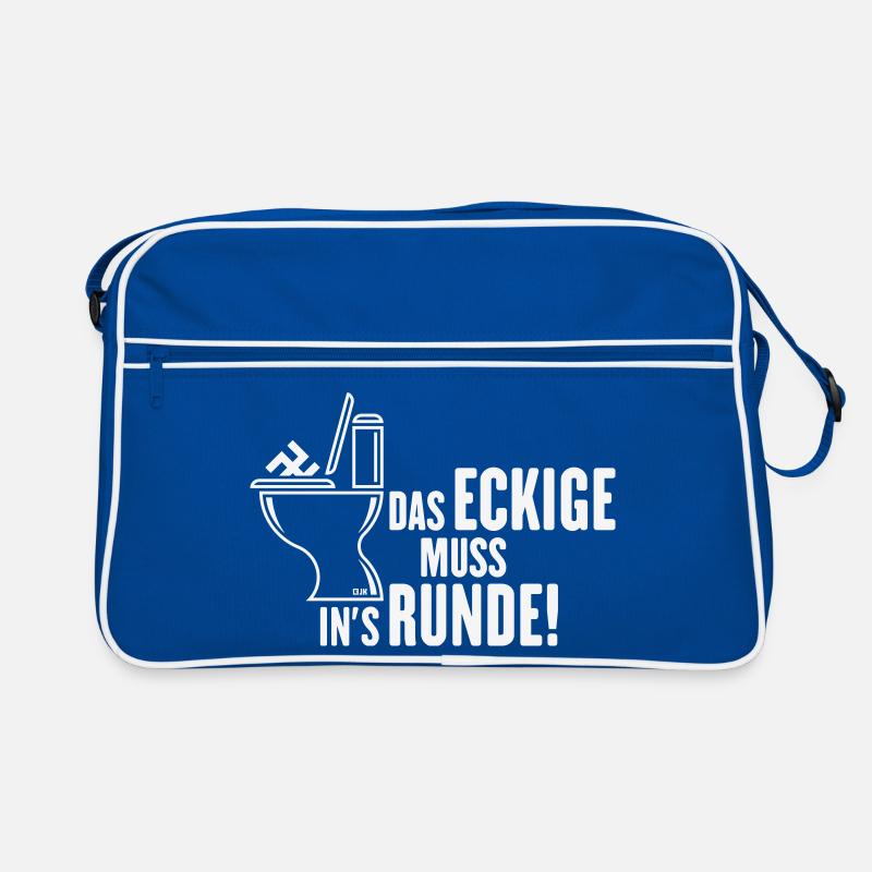 Das Eckige Muss In’s Runde! (Gegen Rechts / White) Retro Tasche