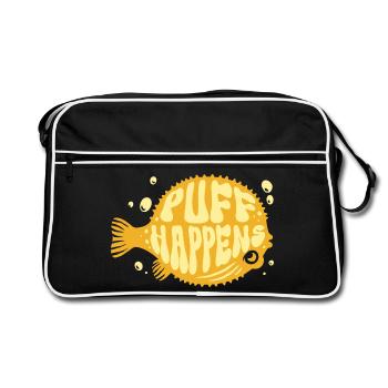 Puffer Fish Puff Happens - Retro Bag - black/white - Front