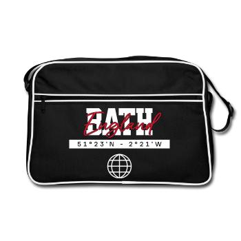 Bath England Koordinaten Reise Souvenir - Retro Tasche - Schwarz/Weiß - Vorne