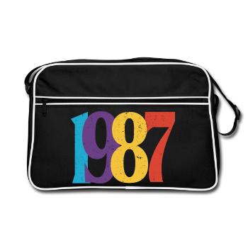 Geboren 1987 Geburtstagsgeschenk Geburtstag 87 - Retro Tasche - Schwarz/Weiß - Vorne