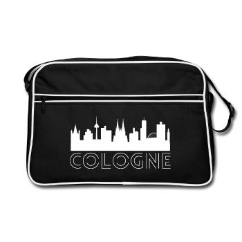 Motif Cologne avec silhouette de la ville en blanc - Sac Retro - noir/blanc - Devant