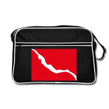Freediving Flag with Girl Freediver - Retro Bag - black/white - Front