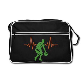 ECG Heartbeat Basketball Pulse | Couleurs changeantes - Sac Retro - noir/blanc - Devant