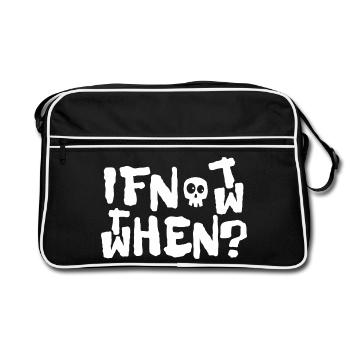 if not now - Retro Tasche - Schwarz/Weiß - Vorne