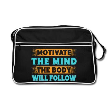 Fitness Motivation Bodybuilder Motivate Mind Body - Sac Retro - noir/blanc - Devant