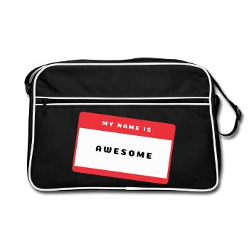 Awesome Namensschild - Retro Tasche - Schwarz/Weiß - Vorne