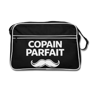 Copain parfait humour cadeau homme moustache - Sac Retro - noir/blanc - Devant